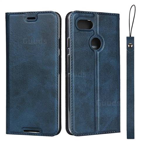 Calf Pattern Magnetic Automatic Suction Leather Wallet Case for Google Pixel 3 - Blue