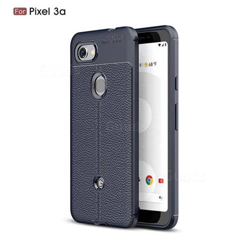 Luxury Auto Focus Litchi Texture Silicone TPU Back Cover for Google Pixel 3A - Dark Blue
