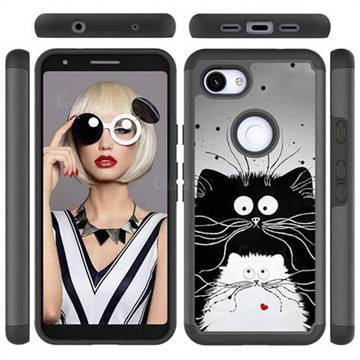Black and White Cat Shock Absorbing Hybrid Defender Rugged Phone Case Cover for Google Pixel 3A