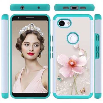 Pearl Flower Shock Absorbing Hybrid Defender Rugged Phone Case Cover for Google Pixel 3A