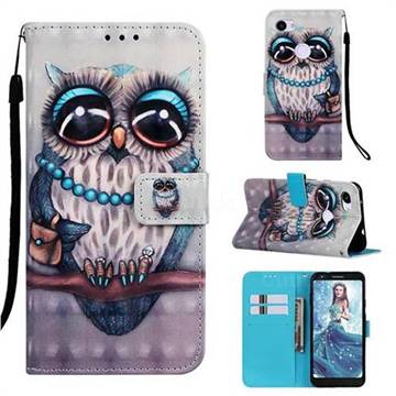 Sweet Gray Owl 3D Painted Leather Wallet Case for Google Pixel 3A