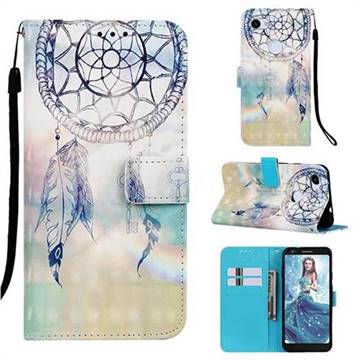 Fantasy Campanula 3D Painted Leather Wallet Case for Google Pixel 3A