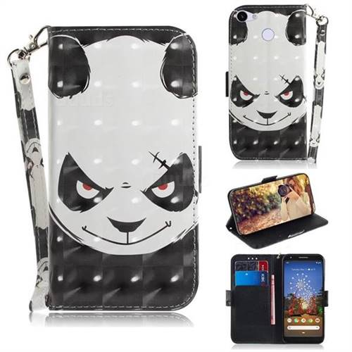 Angry Bear 3D Painted Leather Wallet Phone Case for Google Pixel 3A