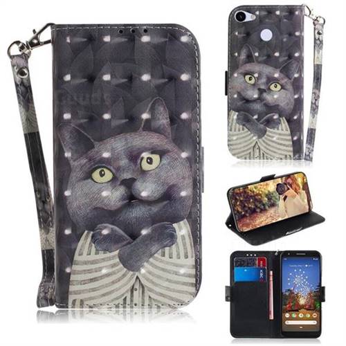 Cat Embrace 3D Painted Leather Wallet Phone Case for Google Pixel 3A