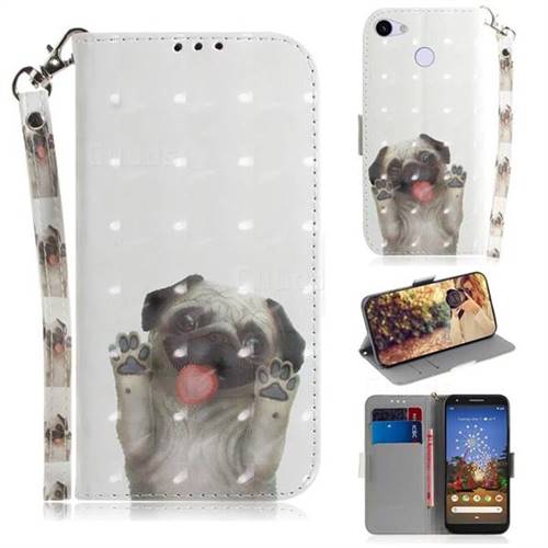 Pug Dog 3D Painted Leather Wallet Phone Case for Google Pixel 3A