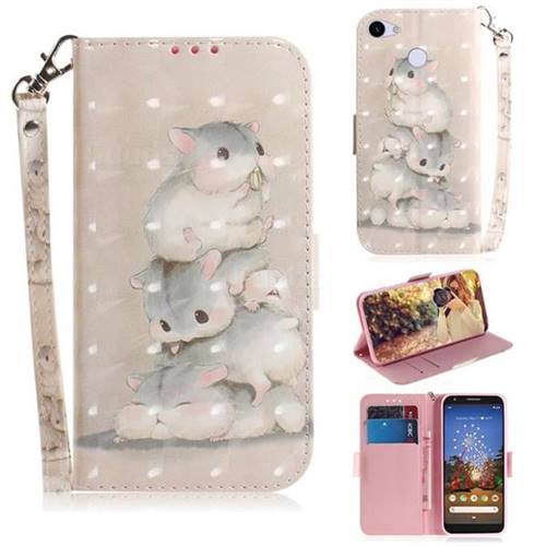 Three Squirrels 3D Painted Leather Wallet Phone Case for Google Pixel 3A