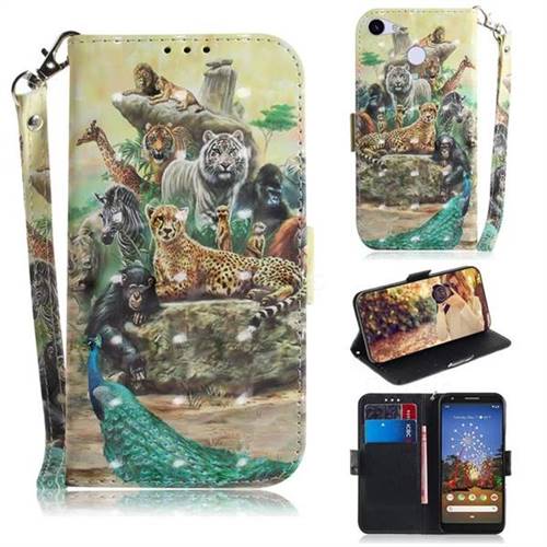 Beast Zoo 3D Painted Leather Wallet Phone Case for Google Pixel 3A