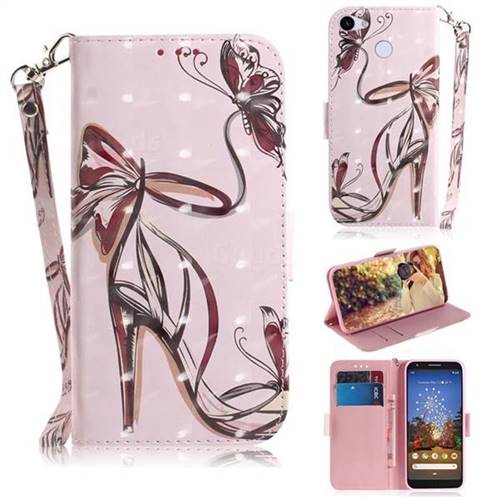 Butterfly High Heels 3D Painted Leather Wallet Phone Case for Google Pixel 3A