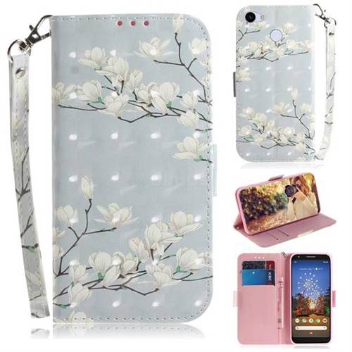 Magnolia Flower 3D Painted Leather Wallet Phone Case for Google Pixel 3A
