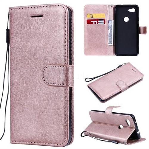 Retro Greek Classic Smooth PU Leather Wallet Phone Case for Google Pixel 3A - Rose Gold