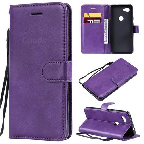 Retro Greek Classic Smooth PU Leather Wallet Phone Case for Google Pixel 3A - Purple