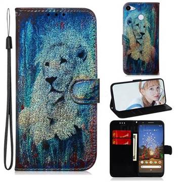White Lion Laser Shining Leather Wallet Phone Case for Google Pixel 3A