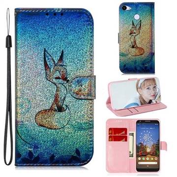 Cute Fox Laser Shining Leather Wallet Phone Case for Google Pixel 3A