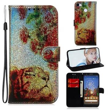 Tiger Rose Laser Shining Leather Wallet Phone Case for Google Pixel 3A