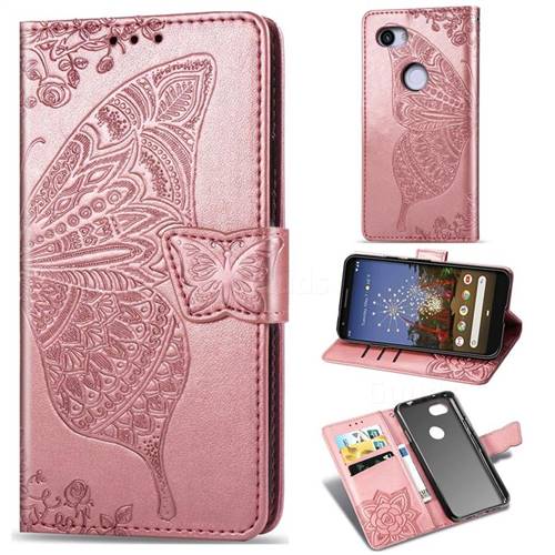Embossing Mandala Flower Butterfly Leather Wallet Case for Google Pixel 3A - Rose Gold
