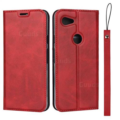 Calf Pattern Magnetic Automatic Suction Leather Wallet Case for Google Pixel 3A - Red