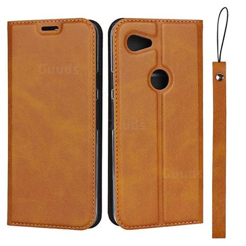 Calf Pattern Magnetic Automatic Suction Leather Wallet Case for Google Pixel 3A - Brown