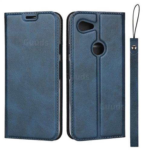 Calf Pattern Magnetic Automatic Suction Leather Wallet Case for Google Pixel 3A - Blue