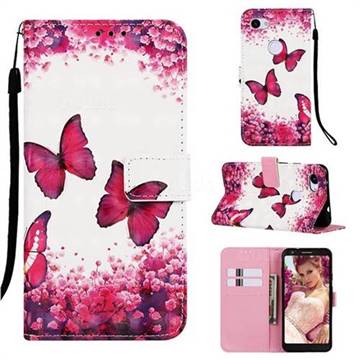 Rose Butterfly 3D Painted Leather Wallet Case for Google Pixel 3A XL
