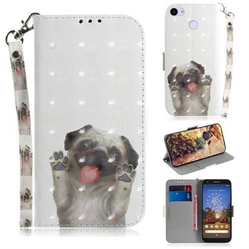 Pug Dog 3D Painted Leather Wallet Phone Case for Google Pixel 3A XL