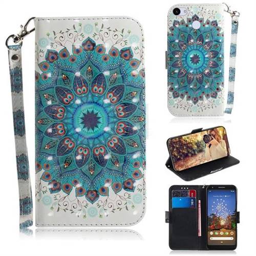 Peacock Mandala 3D Painted Leather Wallet Phone Case for Google Pixel 3A XL