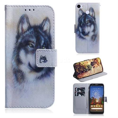 Snow Wolf PU Leather Wallet Case for Google Pixel 3A XL