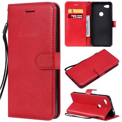 Retro Greek Classic Smooth PU Leather Wallet Phone Case for Google Pixel 3A XL - Red