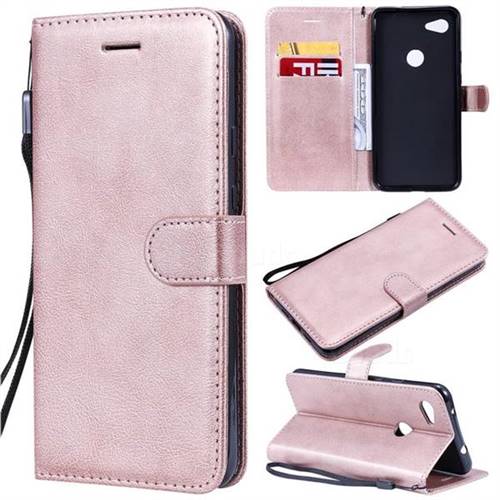Retro Greek Classic Smooth PU Leather Wallet Phone Case for Google Pixel 3A XL - Rose Gold
