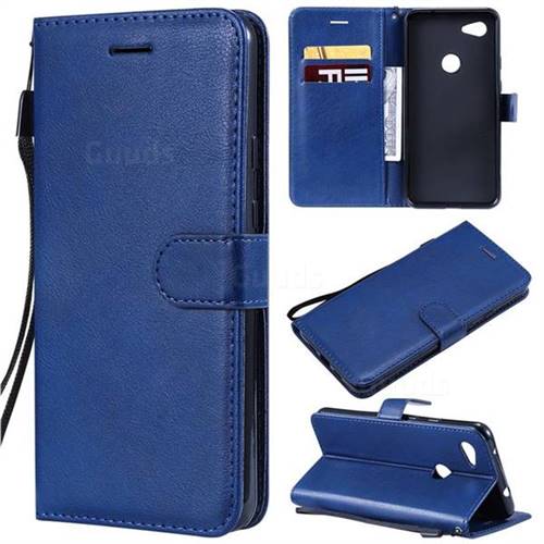 Retro Greek Classic Smooth PU Leather Wallet Phone Case for Google Pixel 3A XL - Blue