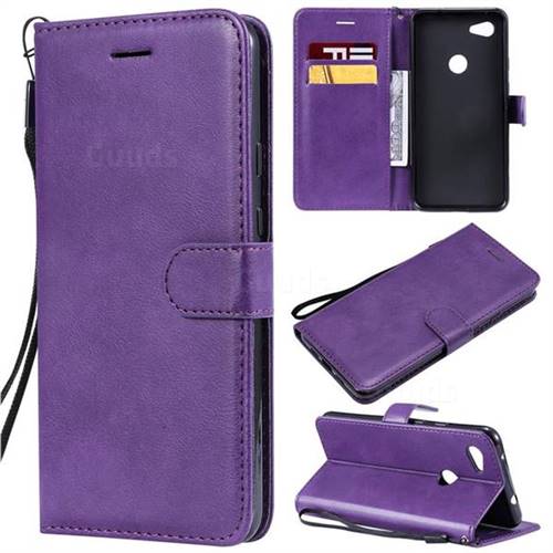 Retro Greek Classic Smooth PU Leather Wallet Phone Case for Google Pixel 3A XL - Purple