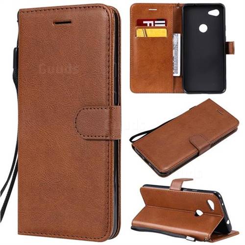 Retro Greek Classic Smooth PU Leather Wallet Phone Case for Google Pixel 3A XL - Brown