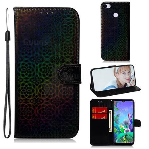 Laser Circle Shining Leather Wallet Phone Case for Google Pixel 3A XL - Black