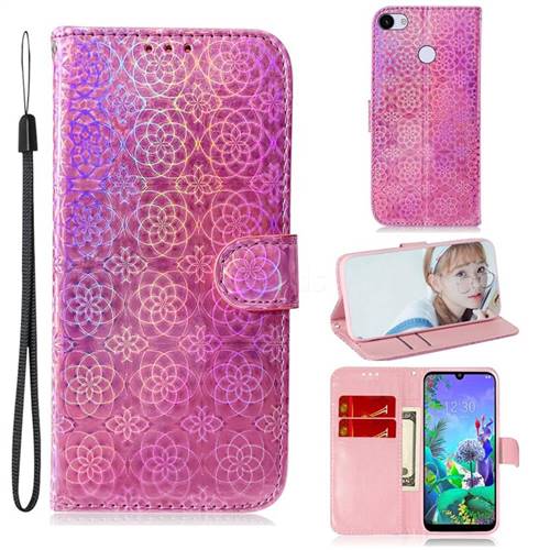 Laser Circle Shining Leather Wallet Phone Case for Google Pixel 3A XL - Pink