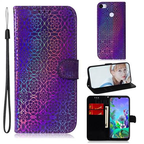 Laser Circle Shining Leather Wallet Phone Case for Google Pixel 3A XL - Purple
