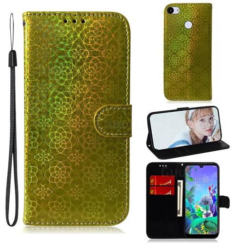 Laser Circle Shining Leather Wallet Phone Case for Google Pixel 3A XL - Golden