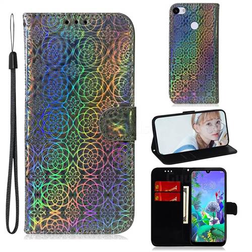 Laser Circle Shining Leather Wallet Phone Case for Google Pixel 3A XL - Silver