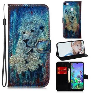 White Lion Laser Shining Leather Wallet Phone Case for Google Pixel 3A XL