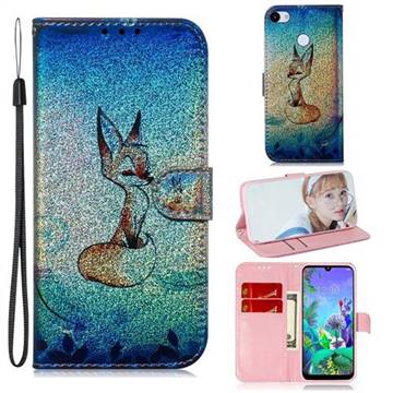 Cute Fox Laser Shining Leather Wallet Phone Case for Google Pixel 3A XL