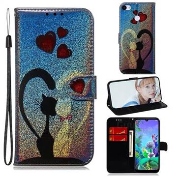 Love Cat Laser Shining Leather Wallet Phone Case for Google Pixel 3A XL