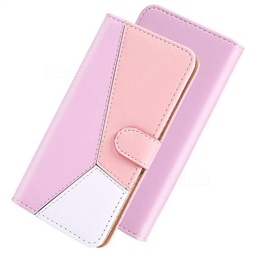 Tricolour Stitching Wallet Flip Cover for Google Pixel 3A XL Pink Google Pixel 3A XL Cases