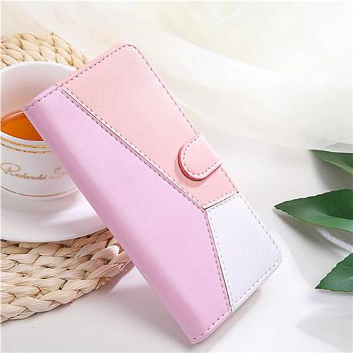 Tricolour Stitching Wallet Flip Cover for Google Pixel 3A XL - Pink ...