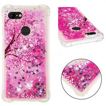 Pink Cherry Blossom Dynamic Liquid Glitter Sand Quicksand Star TPU Case for Google Pixel 3 XL