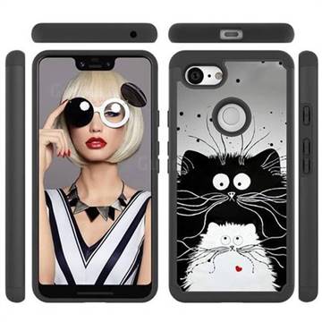 Black and White Cat Shock Absorbing Hybrid Defender Rugged Phone Case Cover for Google Pixel 3 XL