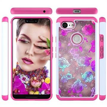 peony Flower Shock Absorbing Hybrid Defender Rugged Phone Case Cover for Google Pixel 3 XL