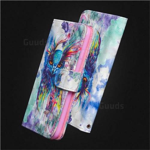 Watercolor Owl 3D Painted Leather Wallet Case for Google Pixel 3 XL