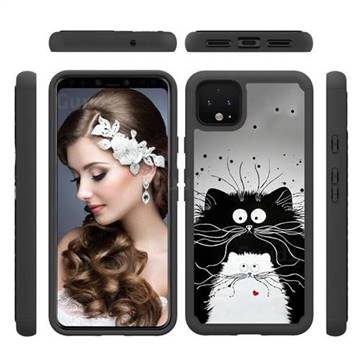 Black and White Cat Shock Absorbing Hybrid Defender Rugged Phone Case Cover for Google Pixel 4