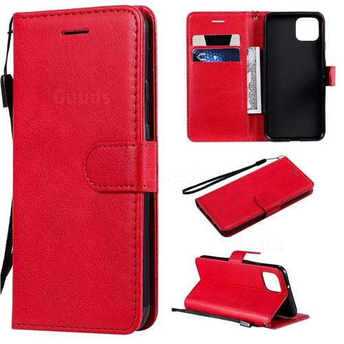 Retro Greek Classic Smooth PU Leather Wallet Phone Case for Google Pixel 4 - Red