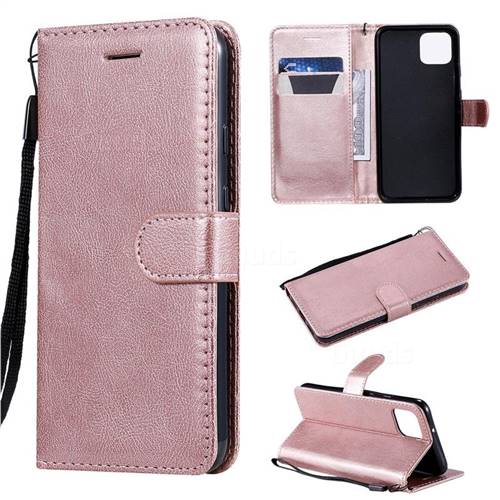 Retro Greek Classic Smooth PU Leather Wallet Phone Case for Google Pixel 4 - Rose Gold