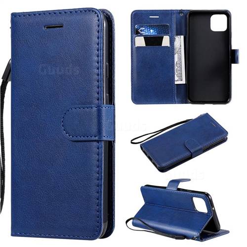 Retro Greek Classic Smooth PU Leather Wallet Phone Case for Google Pixel 4 - Blue