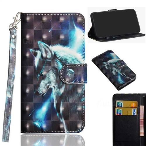 Snow Wolf 3D Painted Leather Wallet Case for Google Pixel 4